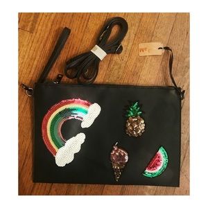 RARE Hello 3AM Rainbow Black Clutch / Purse